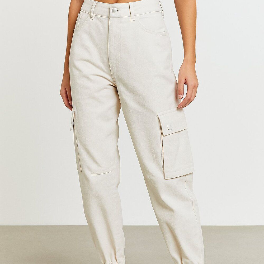 Wild Fable Wide Leg Tapered at Ankle Cargo Pants Cream Size Small NWT - Picture 7 of 9